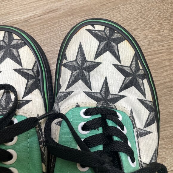 Men's 6.5/Women's 8 Custom Designed Teal & Black Star Vans - Picture 7 of 12